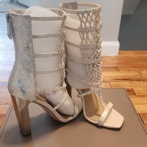 BCBGMaxAzria Cream Strappy Heels